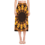 Yellow Spot Kaleidoscope Print Side Slit Midi Skirt