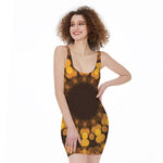 Yellow Spot Kaleidoscope Print Sleeveless Bodycon Dress