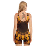 Yellow Spot Kaleidoscope Print Sleeveless One Piece Swimsuit