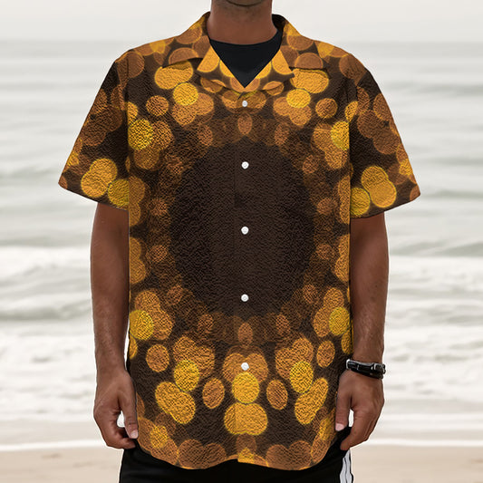 Yellow Spot Kaleidoscope Print Textured Short Sleeve Shirt