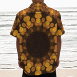 Yellow Spot Kaleidoscope Print Textured Short Sleeve Shirt