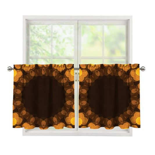 Yellow Spot Kaleidoscope Print Tier Curtains