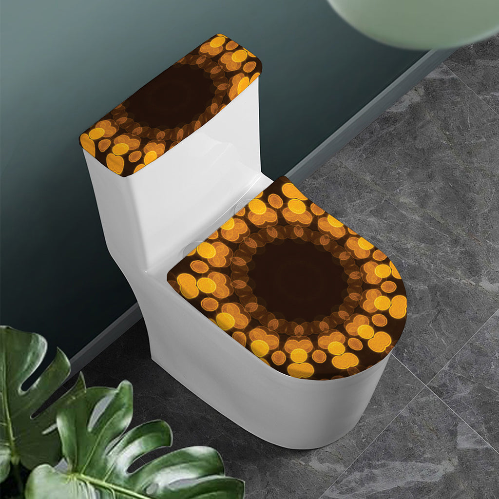 Yellow Spot Kaleidoscope Print Toilet Lid And Tank Cover Set