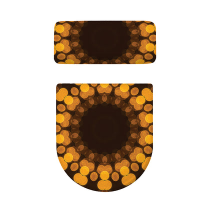 Yellow Spot Kaleidoscope Print Toilet Lid And Tank Cover Set