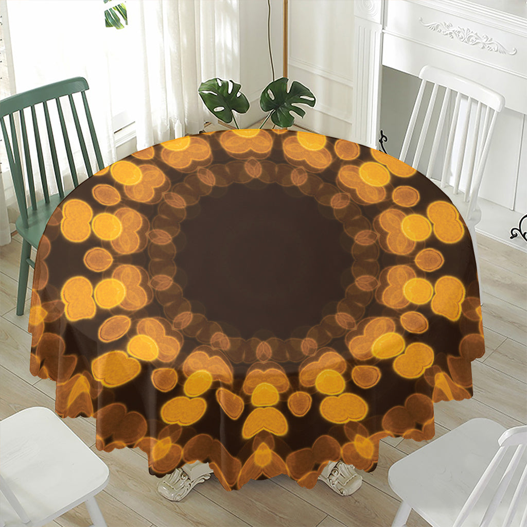Yellow Spot Kaleidoscope Print Waterproof Round Tablecloth
