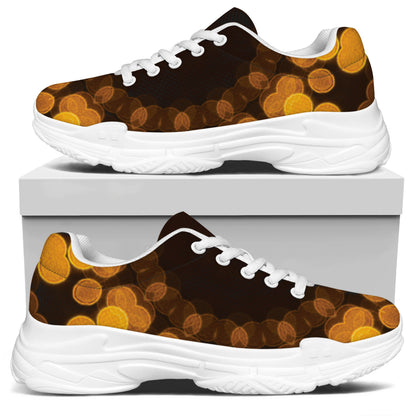Yellow Spot Kaleidoscope Print White Chunky Shoes
