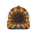 Yellow Spot Kaleidoscope Print White Mesh Trucker Hat