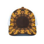 Yellow Spot Kaleidoscope Print White Mesh Trucker Cap