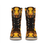 Yellow Spot Kaleidoscope Print Winter Boots