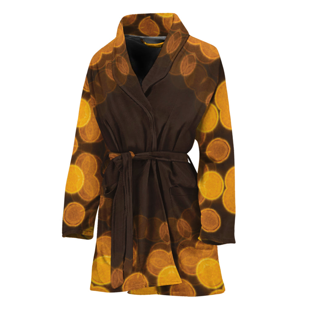 Yellow Spot Kaleidoscope Print Women's Bathrobe