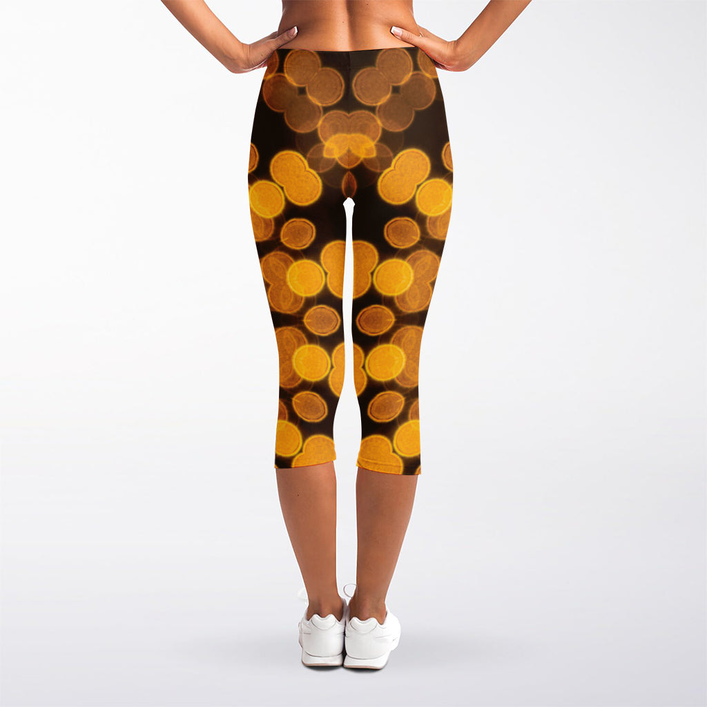 Yellow Spot Kaleidoscope Print Women's Capri Leggings