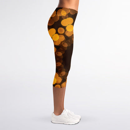 Yellow Spot Kaleidoscope Print Women's Capri Leggings