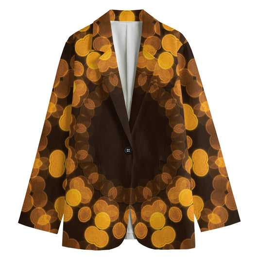 Yellow Spot Kaleidoscope Print Women's Cotton Blazer