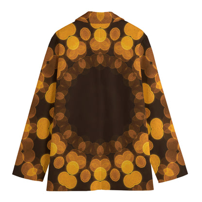 Yellow Spot Kaleidoscope Print Women's Cotton Blazer