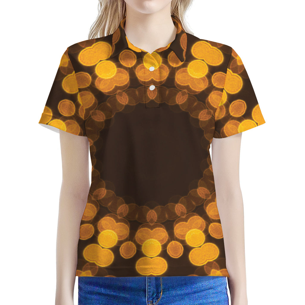 Yellow Spot Kaleidoscope Print Women's Polo Shirt