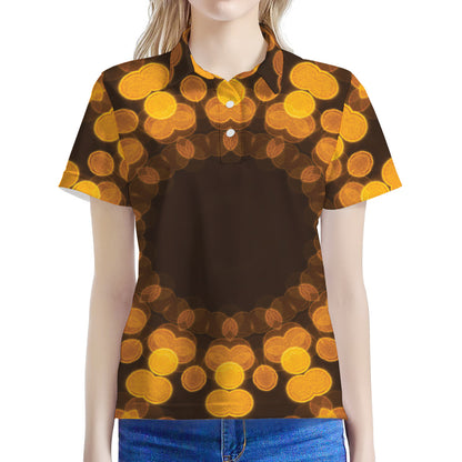 Yellow Spot Kaleidoscope Print Women's Polo Shirt