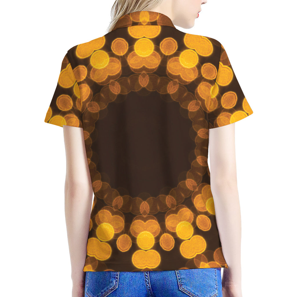 Yellow Spot Kaleidoscope Print Women's Polo Shirt