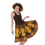 Yellow Spot Kaleidoscope Print Women's Sleeveless Dress