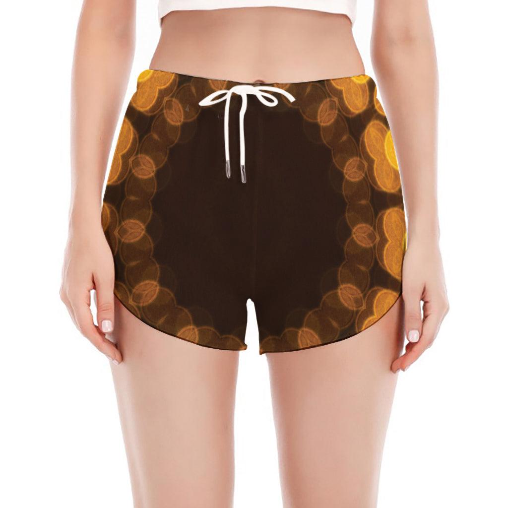 Yellow Spot Kaleidoscope Print Women's Split Running Shorts