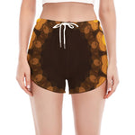 Yellow Spot Kaleidoscope Print Women's Split Running Shorts