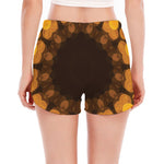 Yellow Spot Kaleidoscope Print Women's Split Running Shorts