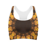 Yellow Spot Kaleidoscope Print Women's Sports Bra