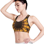 Yellow Spot Kaleidoscope Print Women's Sports Bra