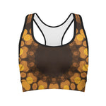 Yellow Spot Kaleidoscope Print Women's Sports Bra