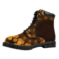Yellow Spot Kaleidoscope Print Padded Collar Lace Up Boots