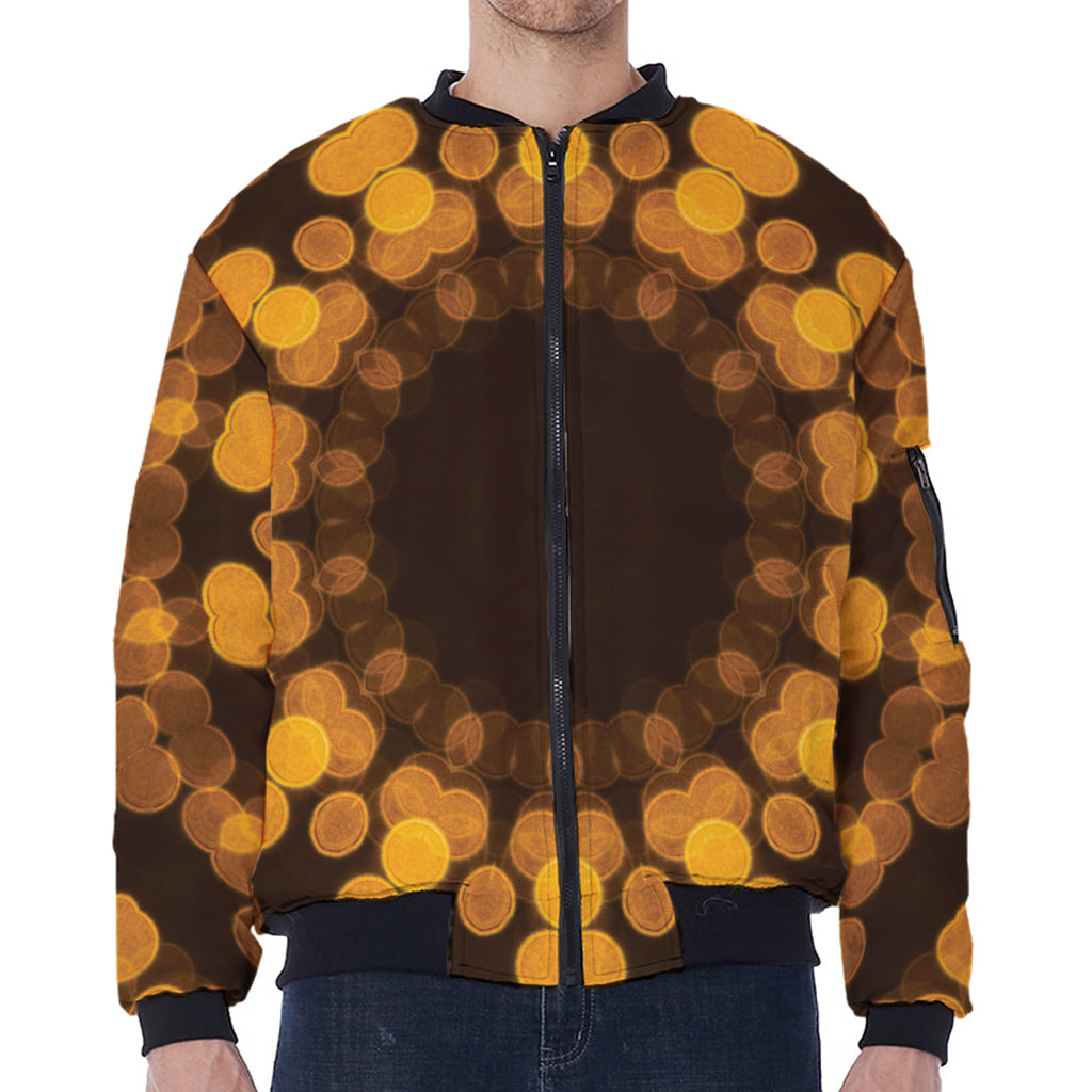 Yellow Spot Kaleidoscope Print Zip Sleeve Bomber Jacket