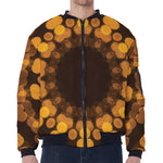Yellow Spot Kaleidoscope Print Zip Sleeve Bomber Jacket