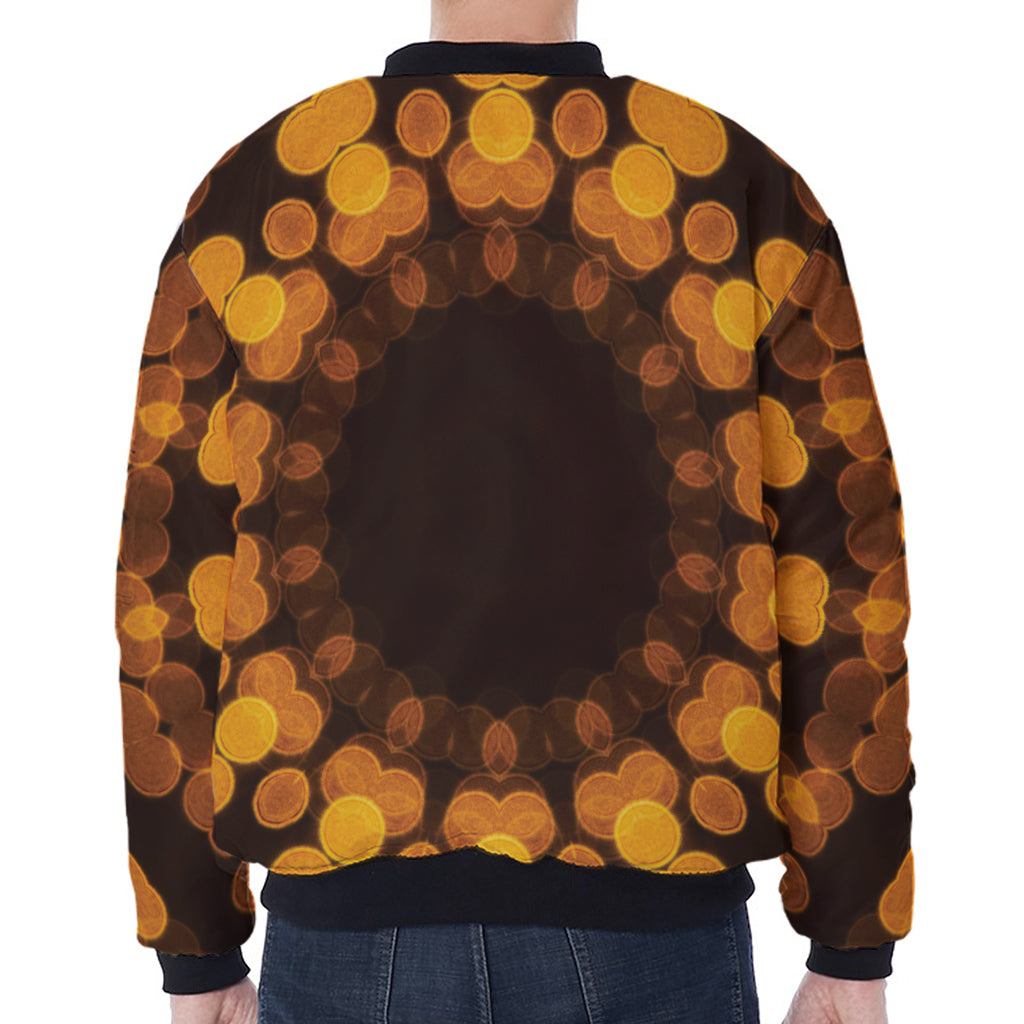 Yellow Spot Kaleidoscope Print Zip Sleeve Bomber Jacket