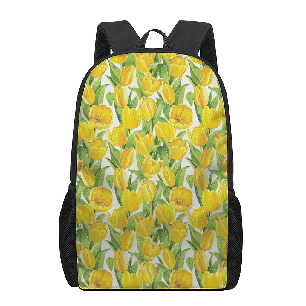 Yellow Spring Tulip Pattern Print 17 Inch Backpack