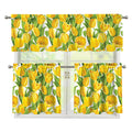 Yellow Spring Tulip Pattern Print 3 Piece Kitchen Curtains