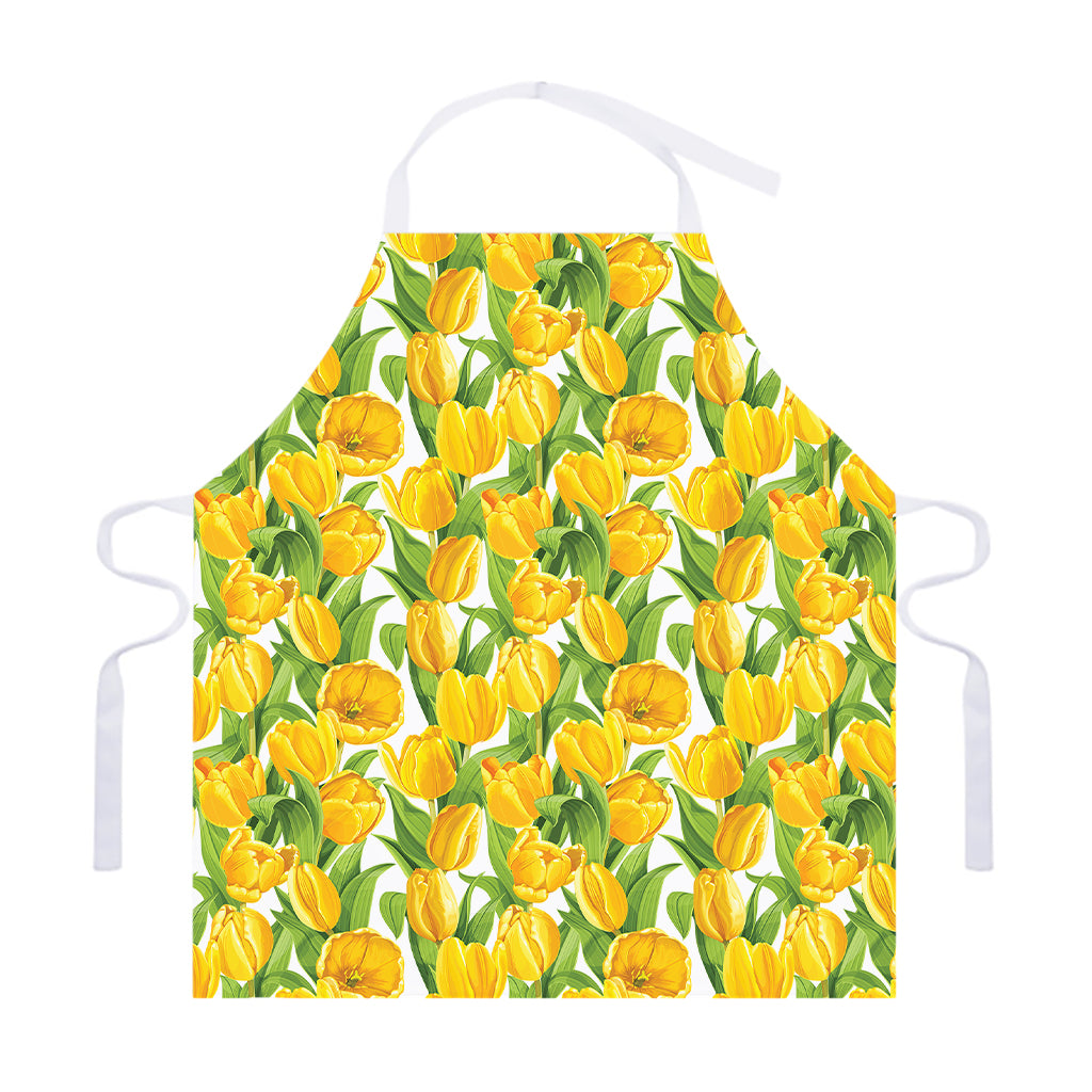 Yellow Spring Tulip Pattern Print Adjustable Apron