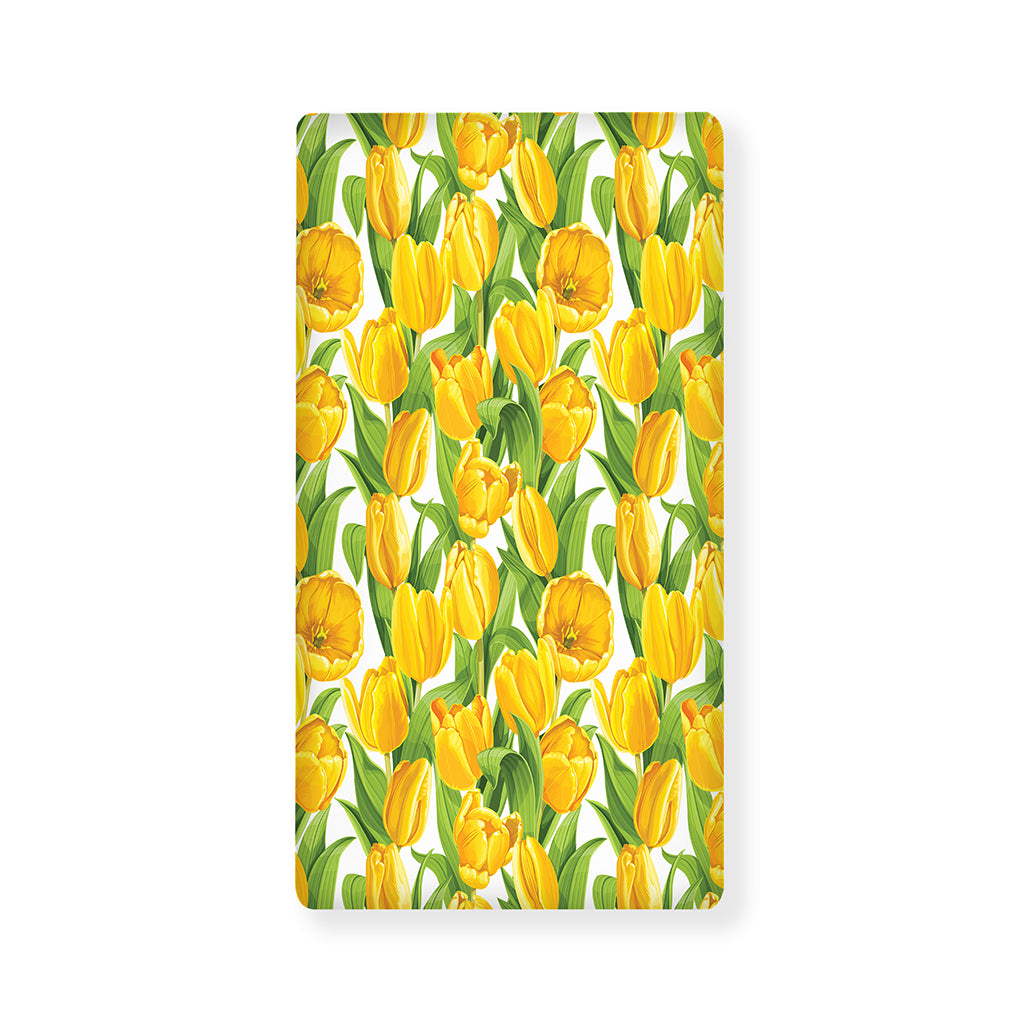 Yellow Spring Tulip Pattern Print Baby Crib Sheet