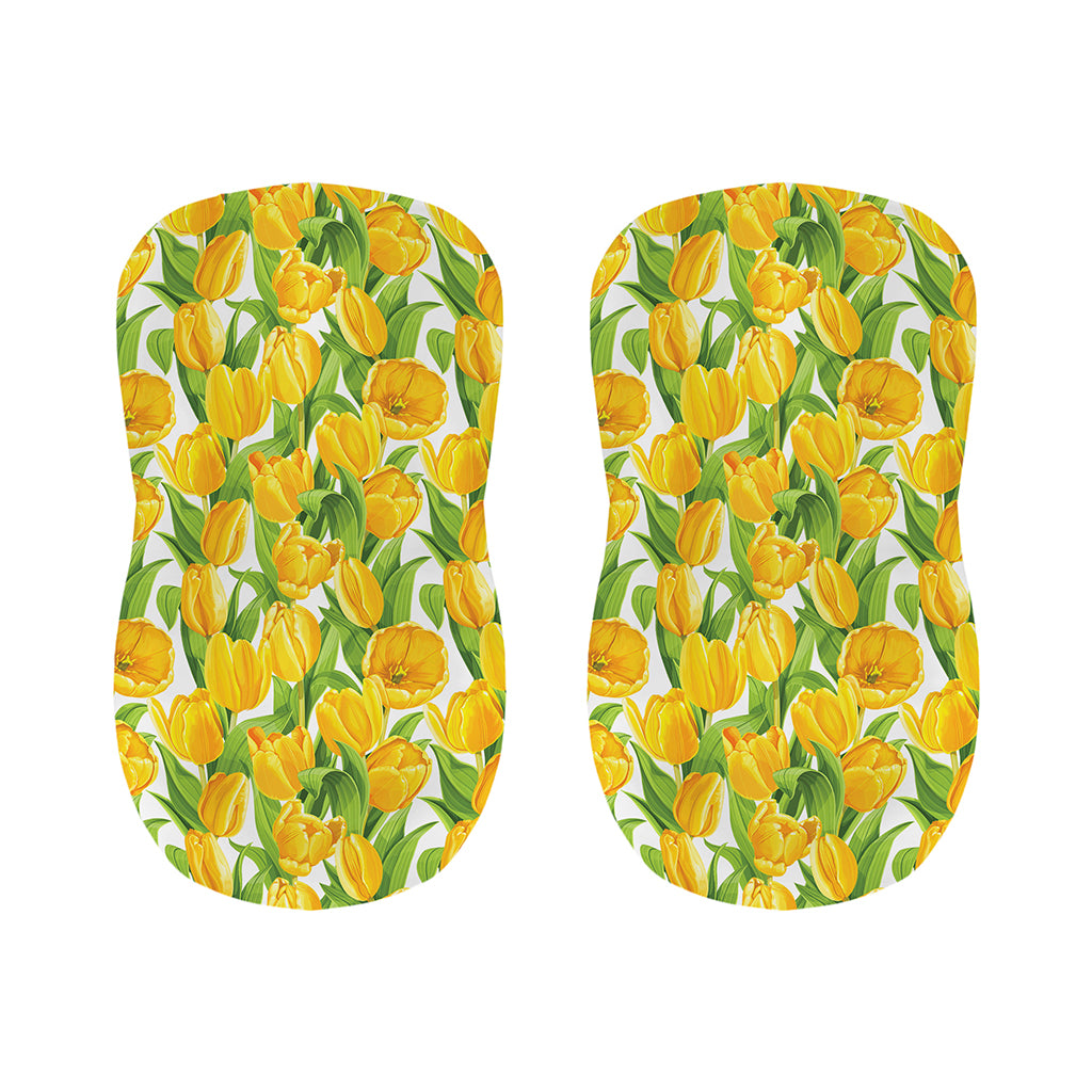 Yellow Spring Tulip Pattern Print Bar Stool Covers