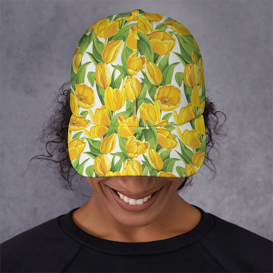 Yellow Spring Tulip Pattern Print Baseball Cap