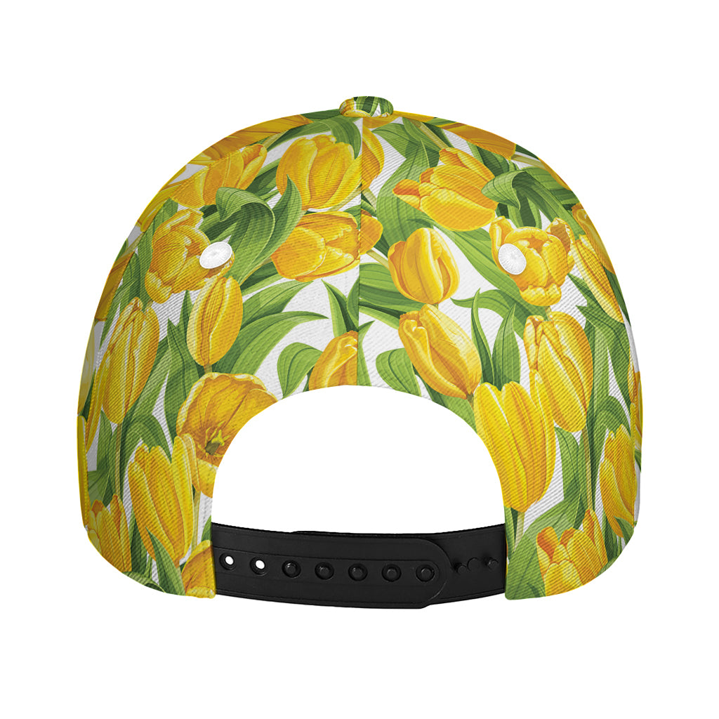 Yellow Spring Tulip Pattern Print Baseball Cap