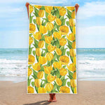 Yellow Spring Tulip Pattern Print Beach Towel