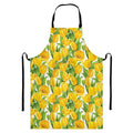 Yellow Spring Tulip Pattern Print Bib Apron With Pocket