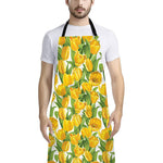 Yellow Spring Tulip Pattern Print Bib Apron With Pocket