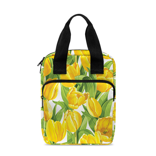 Yellow Spring Tulip Pattern Print Bible Tote Bag