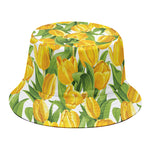 Yellow Spring Tulip Pattern Print Bucket Hat