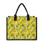 Yellow Spring Tulip Pattern Print Canvas Tote Bag