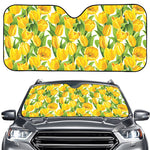 Yellow Spring Tulip Pattern Print Car Windshield Sun Shade
