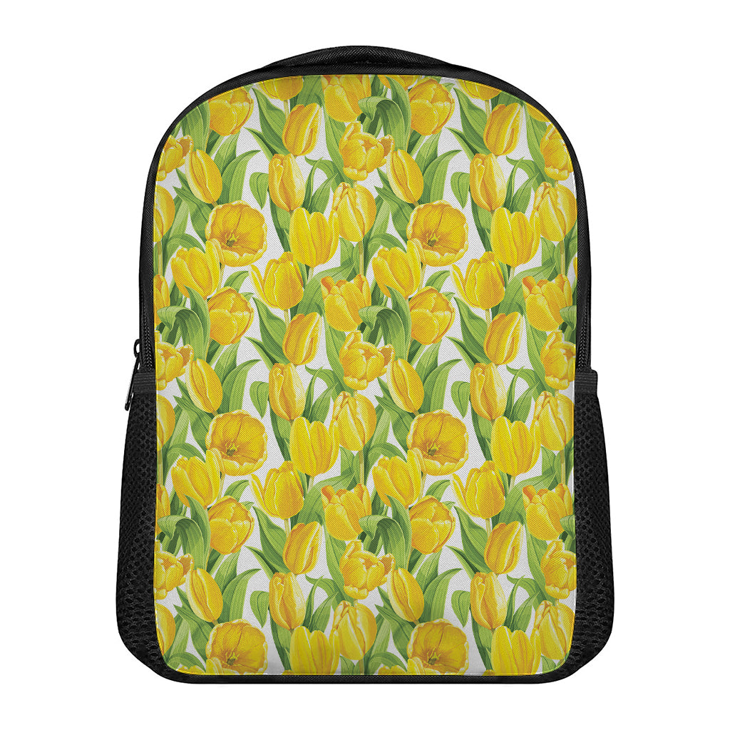 Yellow Spring Tulip Pattern Print Casual Backpack