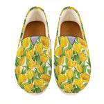 Yellow Spring Tulip Pattern Print Casual Shoes