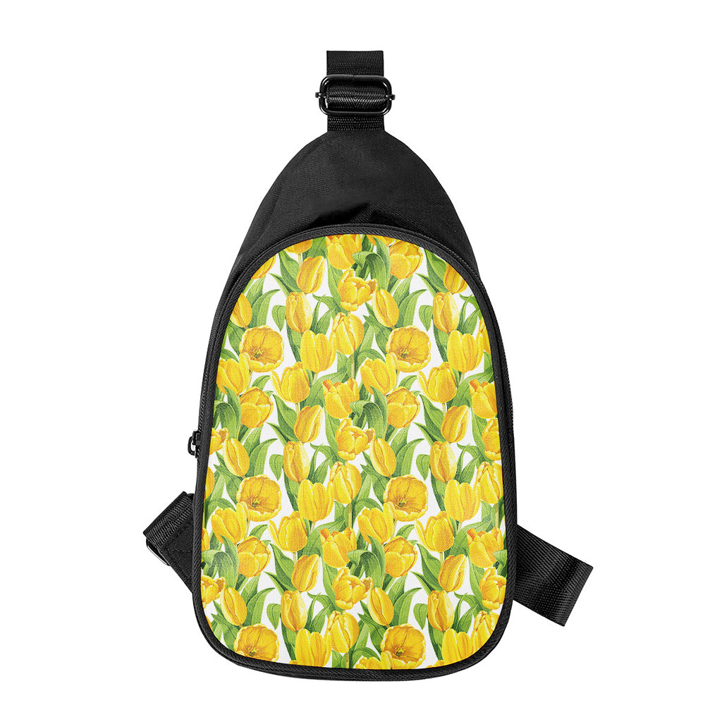 Yellow Spring Tulip Pattern Print Chest Bag