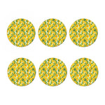 Yellow Spring Tulip Pattern Print Coaster Set